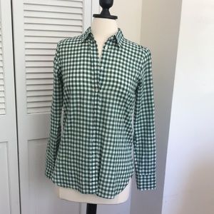 J Crew green gingham shirt